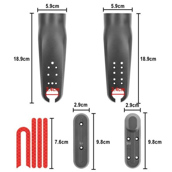 Xiaomi M365 / PRO / 1S Skateboard Accessories Front Fork Plastic Protection Cover Reflecting Bar Set (White) - Image 2
