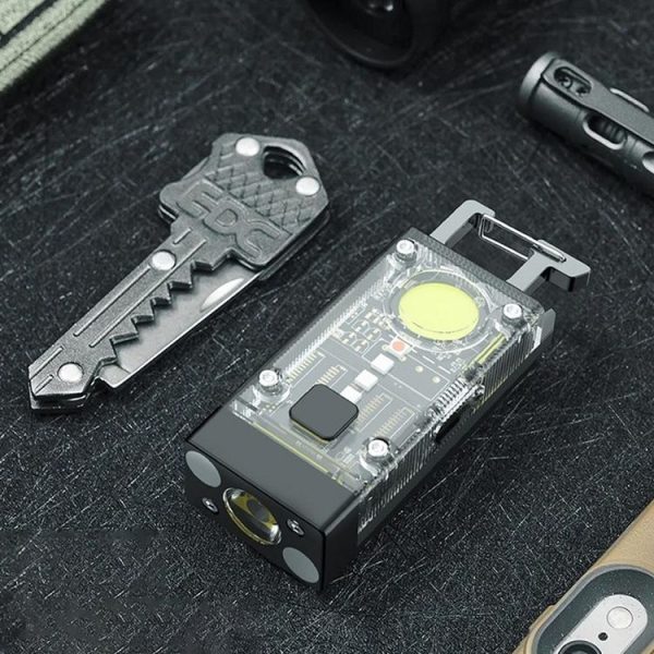 Outdoor Camping Multifunctional Solar Highlighted Mini Keychain Light (Black) - Image 11