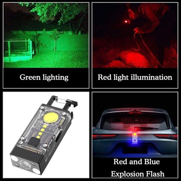 Outdoor Camping Multifunctional Solar Highlighted Mini Keychain Light (Black) - Image 2