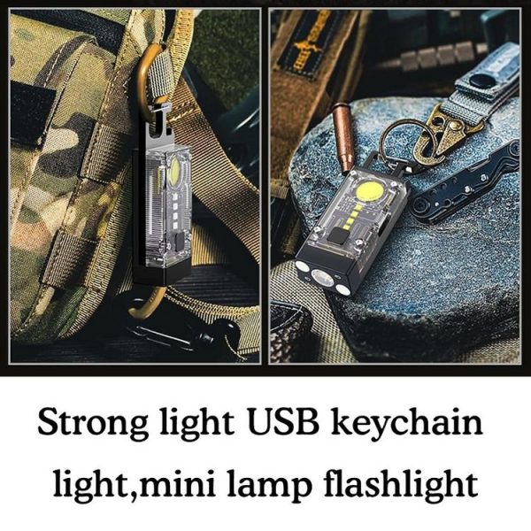 Outdoor Camping Multifunctional Solar Highlighted Mini Keychain Light (Black) - Image 3