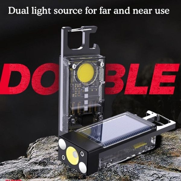 Outdoor Camping Multifunctional Solar Highlighted Mini Keychain Light (Black) - Image 8