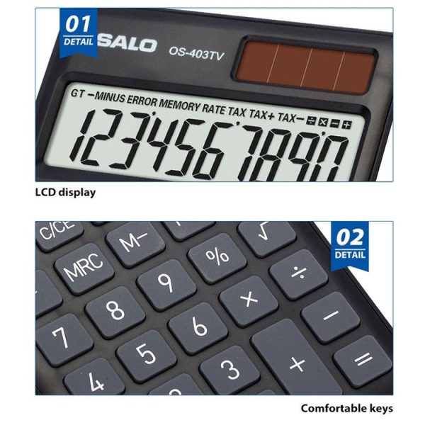 OSALO OS-403TV 10-digit LCD Screen Solar Dual Power Supply Mini Student Desktop Calculator - Image 6