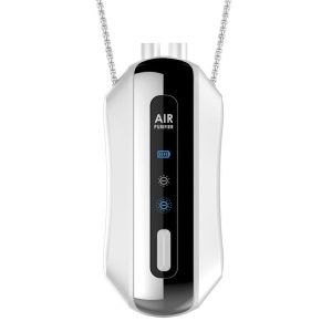 Portable Negative Ion Air Purifier Home Hanging Neck Purifier, Style: Chain Style (White)