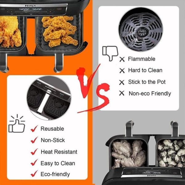 Ninja DZ201 Air Fryer Silicone Liner Mat Reusable Basket Tray, Spec: Gray Thick Model (140g) - Image 4