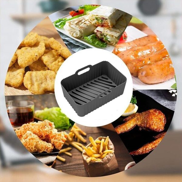 Ninja DZ201 Air Fryer Silicone Liner Mat Reusable Basket Tray, Spec: Gray Thick Model (140g) - Image 6