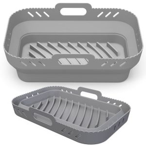 Ninja DZ201 Air Fryer Silicone Mat Foldable Reusable Basket Tray (Gray)