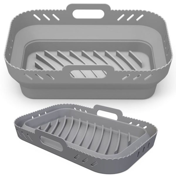 Ninja DZ201 Air Fryer Silicone Mat Foldable Reusable Basket Tray (Gray)