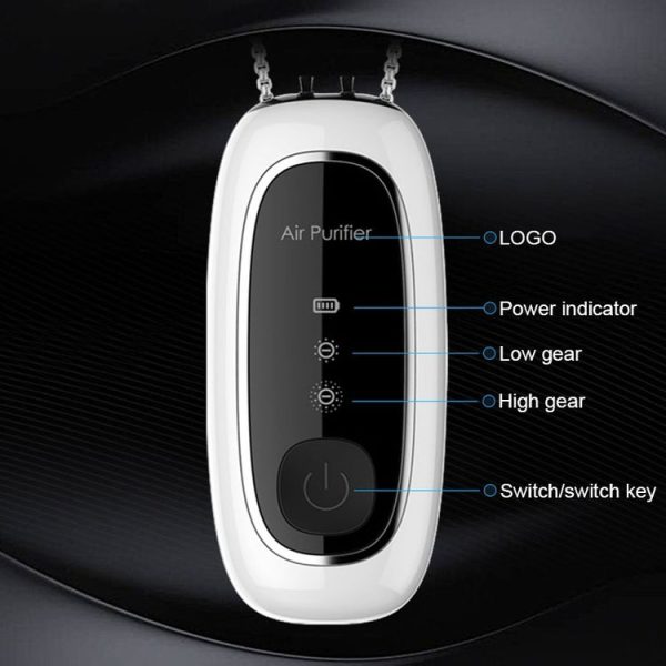 Upgrade Dual-brush Negative Ion Air Purifier Neck Small Portable Air Purifier, Style: Chain Model (White) - Image 4