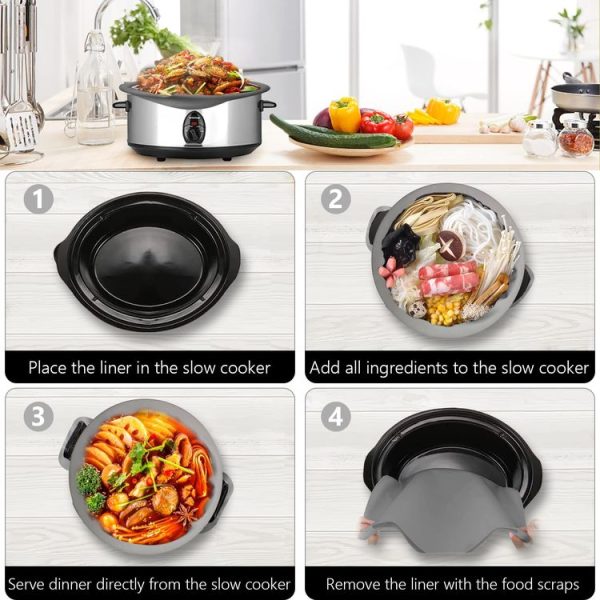 6QT Silicone Slow Cooke Liners Reusable Leakproof Crock Pot Liners (Gray) - Image 7