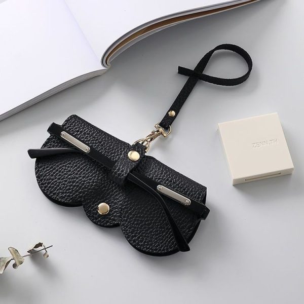 3pcs Portable Glasses Storage Bag Jewelry Clip Pouch (Black)