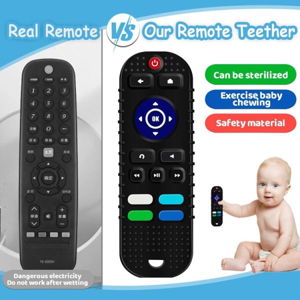 Infant Baby Silicone Remote Control Shape Toy Teether Cute Chew Toy, Color: Pink - Image 5