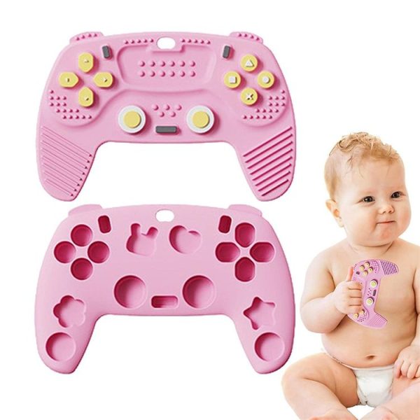 Silicone Game Pad Baby Teether Toys Chew Toy for Baby 6-12 Months (Beige) - Image 2