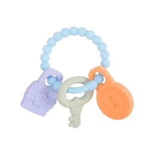 Infant Baby Teether Comfort Anti-eating Hand Bracelet Key Shape Molar Silicone Toy (Light Blue)