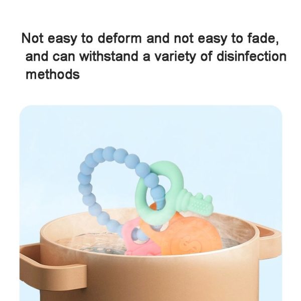 Infant Baby Teether Comfort Anti-eating Hand Bracelet Key Shape Molar Silicone Toy (Light Blue) - Image 3