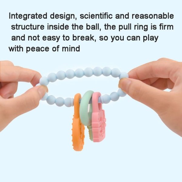 Infant Baby Teether Comfort Anti-eating Hand Bracelet Key Shape Molar Silicone Toy (Light Blue) - Image 5