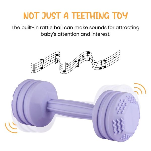 Baby Dumbbell Teething Toy Baby Comforting Puzzle Hand Rattle (Light Purple) - Image 4