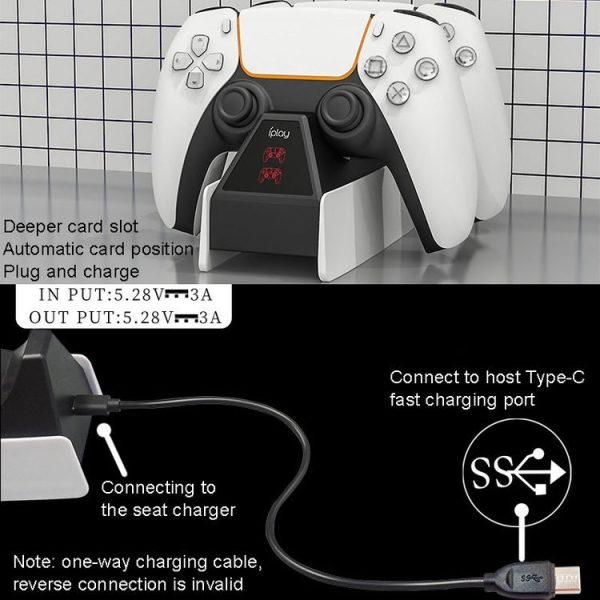 Iplay HBP-260 For PS5 Handle Charging Seat Electric Game Handle Fast Charging Seat (Black) - Image 5
