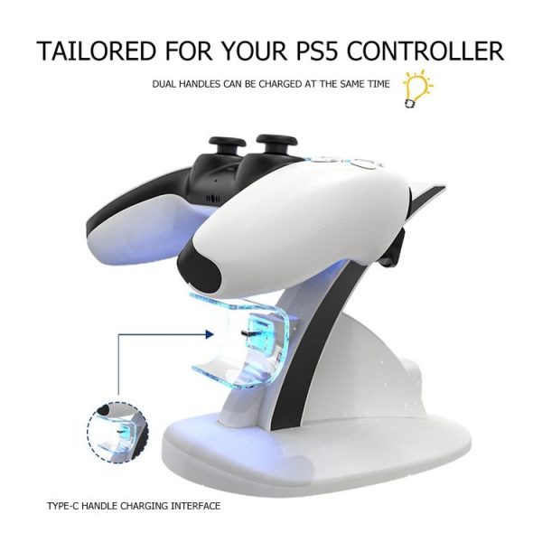 Iplay HBP-253 For PS5 Game Wireless Handle Double Charging Base Placement Bracket (White) - Image 5