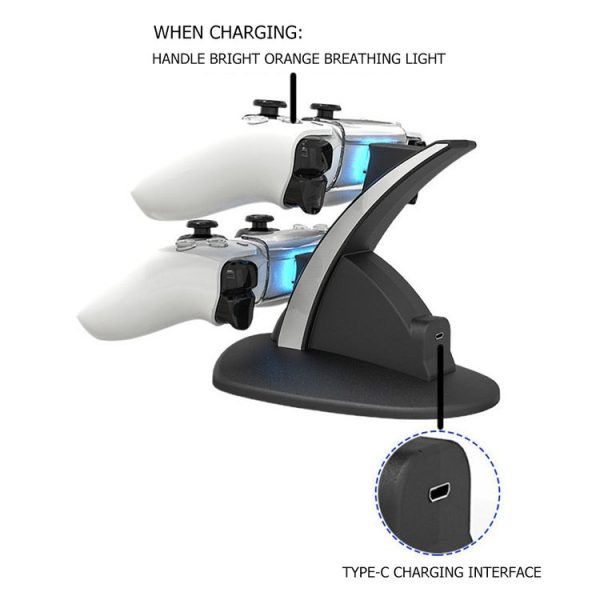 Iplay HBP-253 For PS5 Game Wireless Handle Double Charging Base Placement Bracket (White) - Image 6