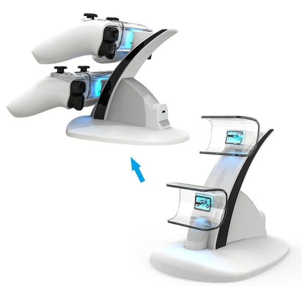 Iplay HBP-253 For PS5 Game Wireless Handle Double Charging Base Placement Bracket (White) - Image 7