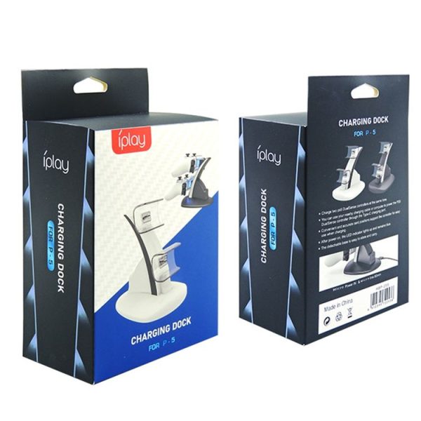 Iplay HBP-253 For PS5 Game Wireless Handle Double Charging Base Placement Bracket (White) - Image 8