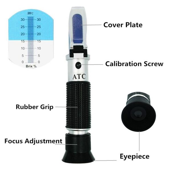 RF001BX With Plastic box Handheld Refractometer Fruit Sugar Meter Brix Tester 0-32 Measuring Range - Image 5
