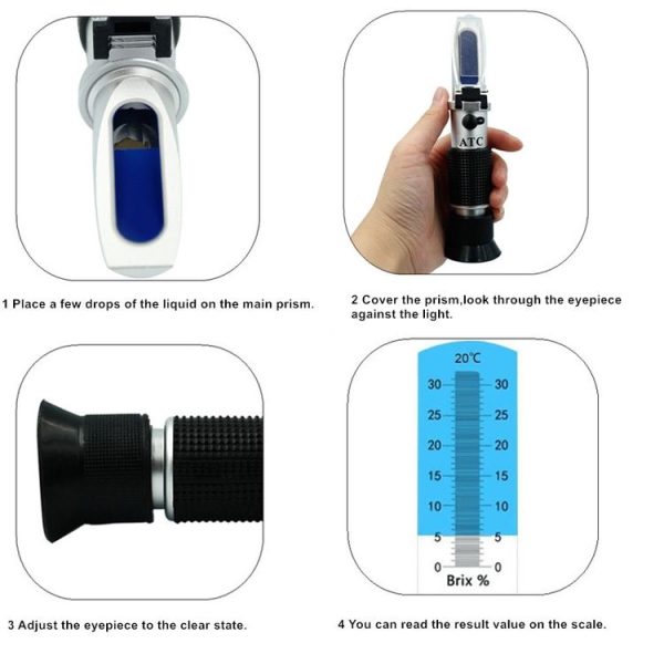 RF001BX With Plastic box Handheld Refractometer Fruit Sugar Meter Brix Tester 0-32 Measuring Range - Image 8