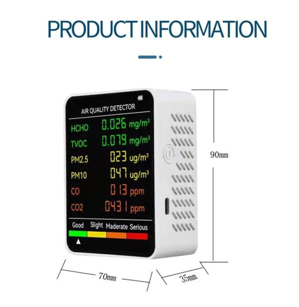 PM2.5 / PM10 Air Quality Detector Indoor Air Quality Monitor (White) - Image 2