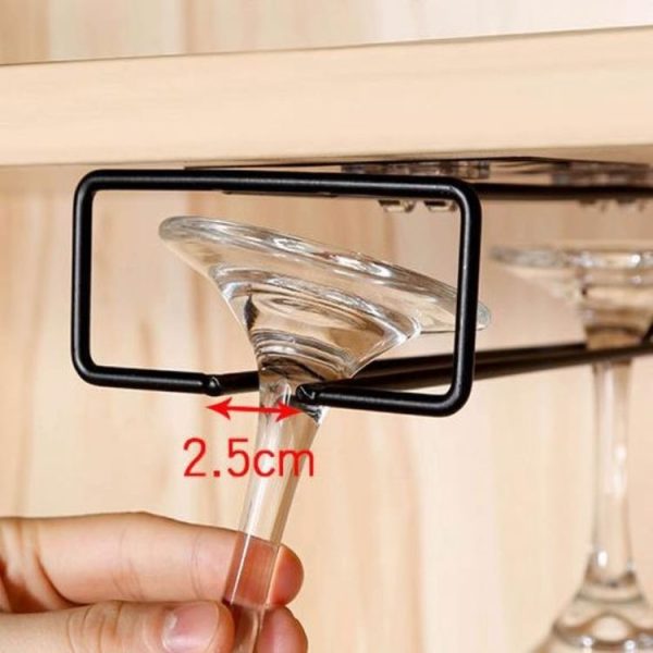 Iron Red Wine Glass Storage Rack Nail Free Upside Down Glass Rack - Image 3
