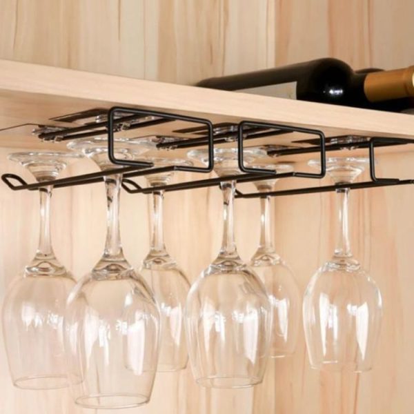 Iron Red Wine Glass Storage Rack Nail Free Upside Down Glass Rack - Image 4