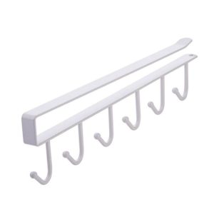 6 Even Iron Hook Hanging Cup Holder Cabinet Storage Hanger (White)