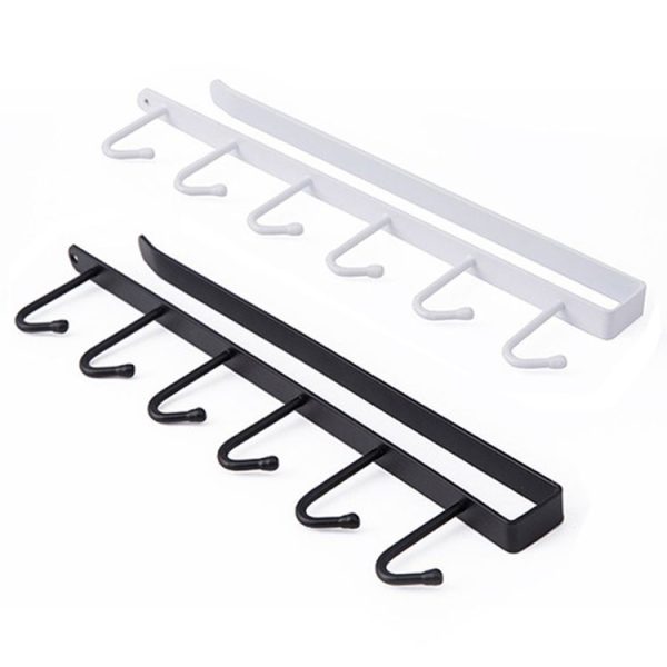 6 Even Iron Hook Hanging Cup Holder Cabinet Storage Hanger (White) - Image 2