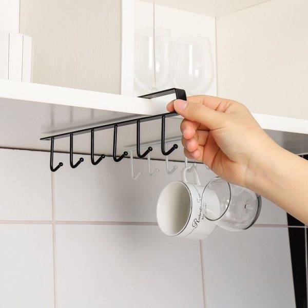 6 Even Iron Hook Hanging Cup Holder Cabinet Storage Hanger (White) - Image 5