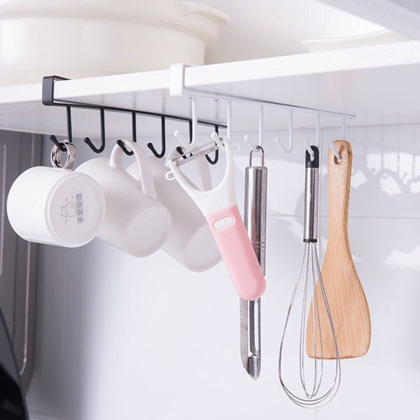 6 Even Iron Hook Hanging Cup Holder Cabinet Storage Hanger (White) - Image 6