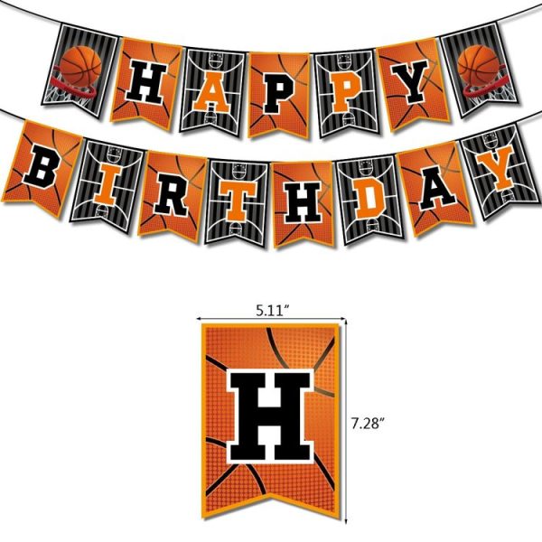 Basketball Theme Party Set Flag + Balloon + Cake Insert Set - Image 3