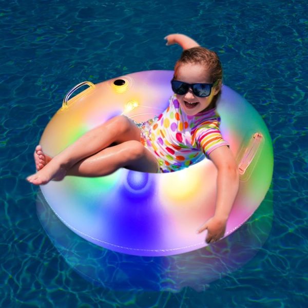 Children 56cm Inflatable Swimming Rings With Colorful Led Lights - Image 2