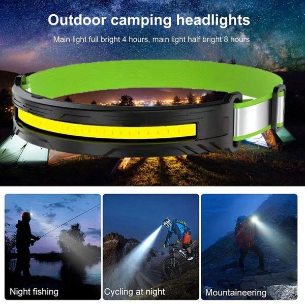 Portable Outdoor Camping Strong Light Rechargeable Warning Headlamp, Model: COB No Induction - Image 6