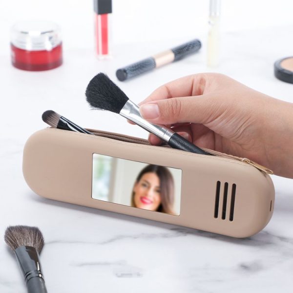 Travel Makeup Brush Holder Silicone Cosmetic Brush Organizer Bag Storage Box With Lanyard (Pink) - Image 9