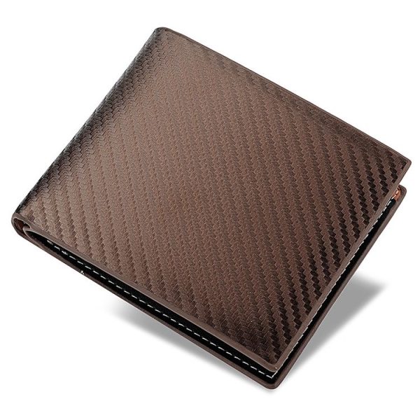 Men Wallet Carbon Fiber Horizontal Business Wallet Card Holder (Coffee)