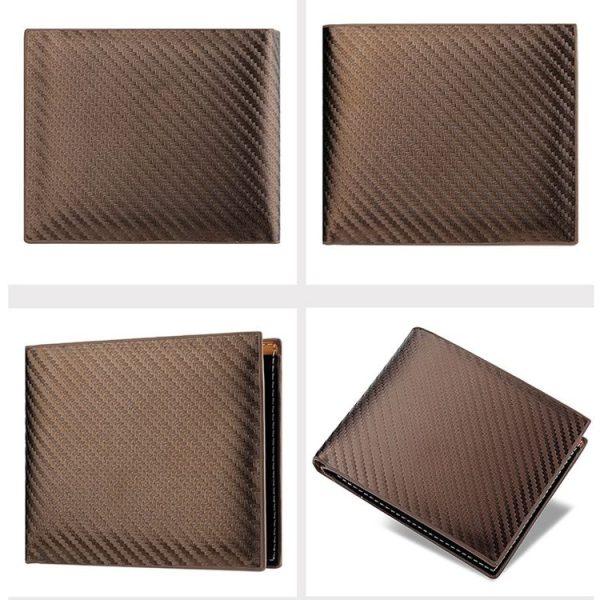 Men Wallet Carbon Fiber Horizontal Business Wallet Card Holder (Coffee) - Image 2