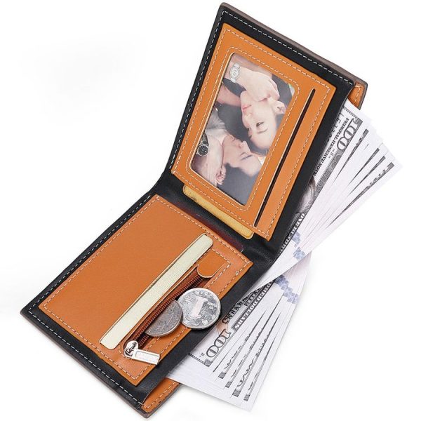 Men Wallet Carbon Fiber Horizontal Business Wallet Card Holder (Coffee) - Image 3