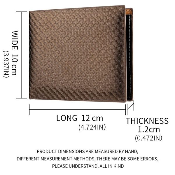 Men Wallet Carbon Fiber Horizontal Business Wallet Card Holder (Coffee) - Image 4