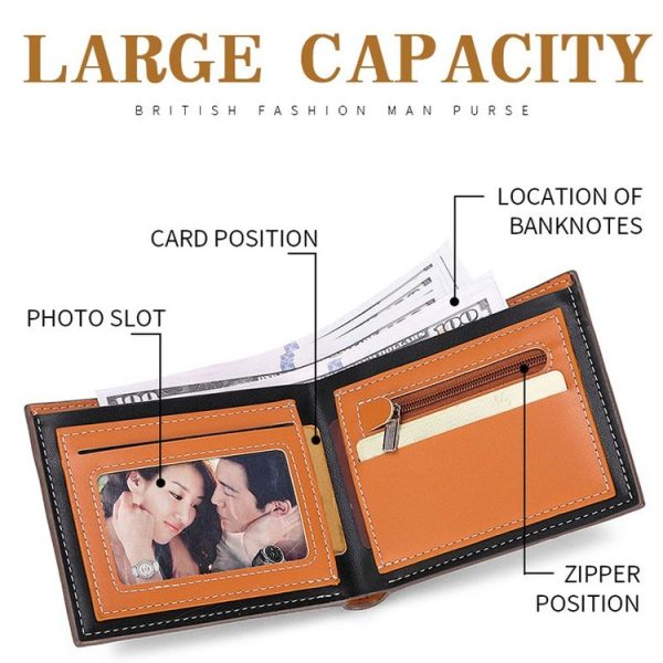 Men Wallet Carbon Fiber Horizontal Business Wallet Card Holder (Coffee) - Image 5