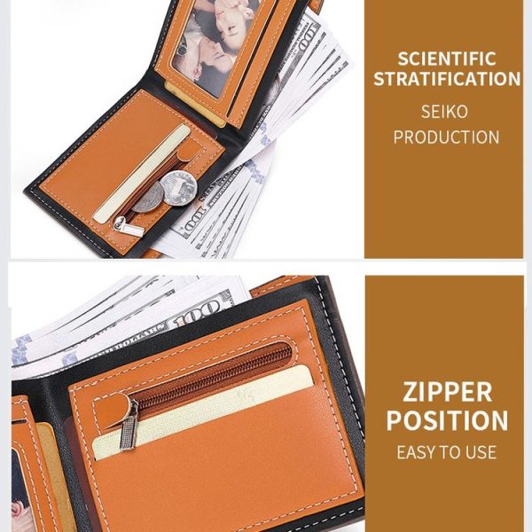 Men Wallet Carbon Fiber Horizontal Business Wallet Card Holder (Coffee) - Image 6