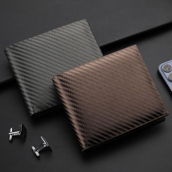 Men Wallet Carbon Fiber Horizontal Business Wallet Card Holder (Coffee) - Image 7