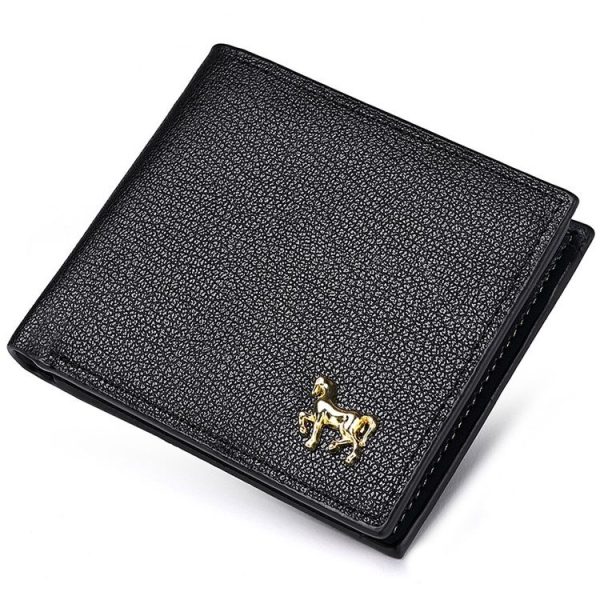 Men Horizontal Wallet Multifunctional Business Tri-fold Card Holder (Black)