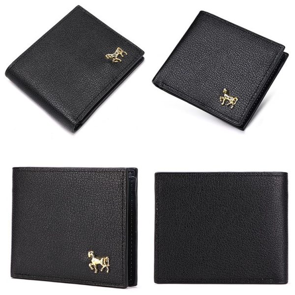 Men Horizontal Wallet Multifunctional Business Tri-fold Card Holder (Black) - Image 2