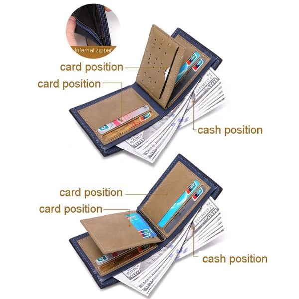 Men Horizontal Wallet Multifunctional Business Tri-fold Card Holder (Black) - Image 4