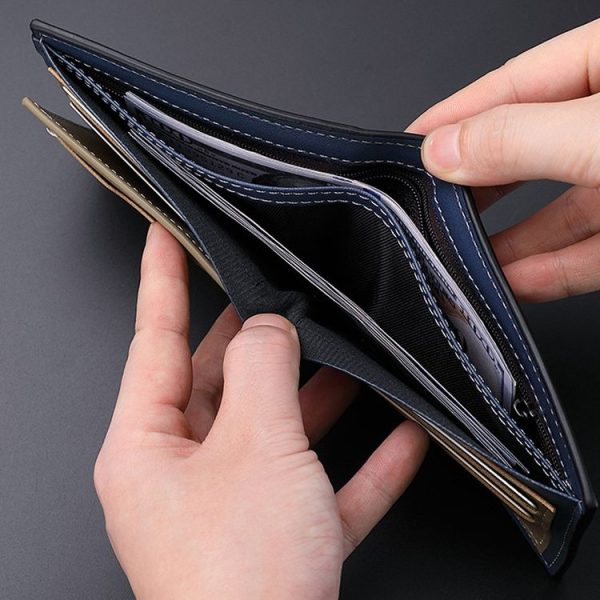 Men Horizontal Wallet Multifunctional Business Tri-fold Card Holder (Black) - Image 6