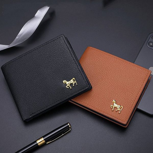 Men Horizontal Wallet Multifunctional Business Tri-fold Card Holder (Black) - Image 7